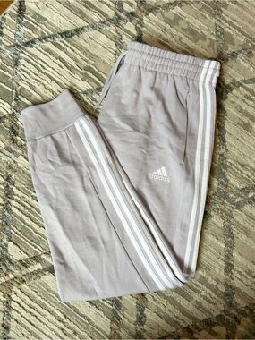 adidas Light Purple Joggers with White 3-Stripes